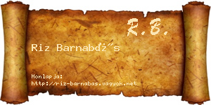 Riz Barnabás névjegykártya